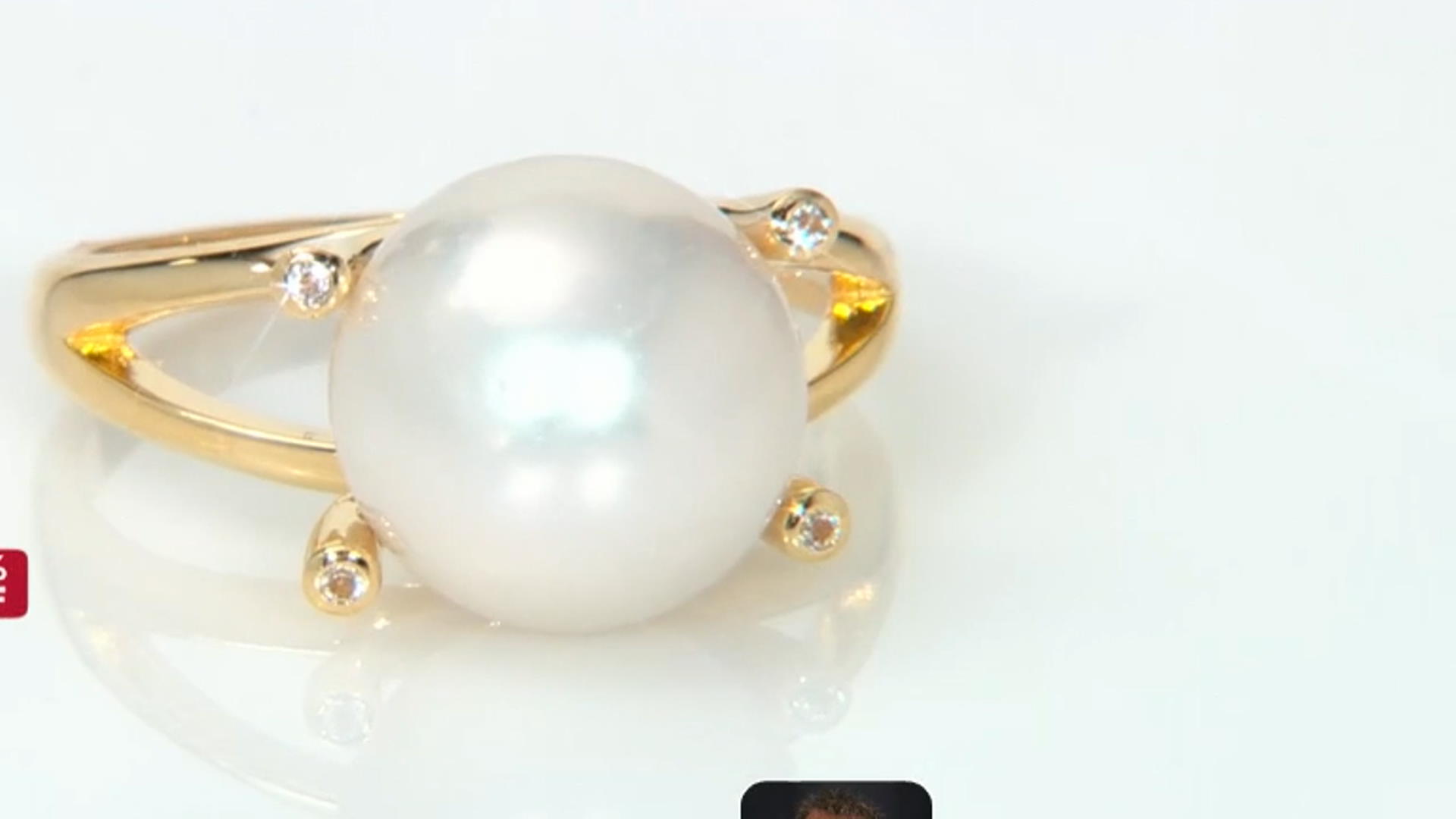 White Cultured Freshwater Pearl & White Topaz 18k Yellow Gold Over Sterling Silver Ring