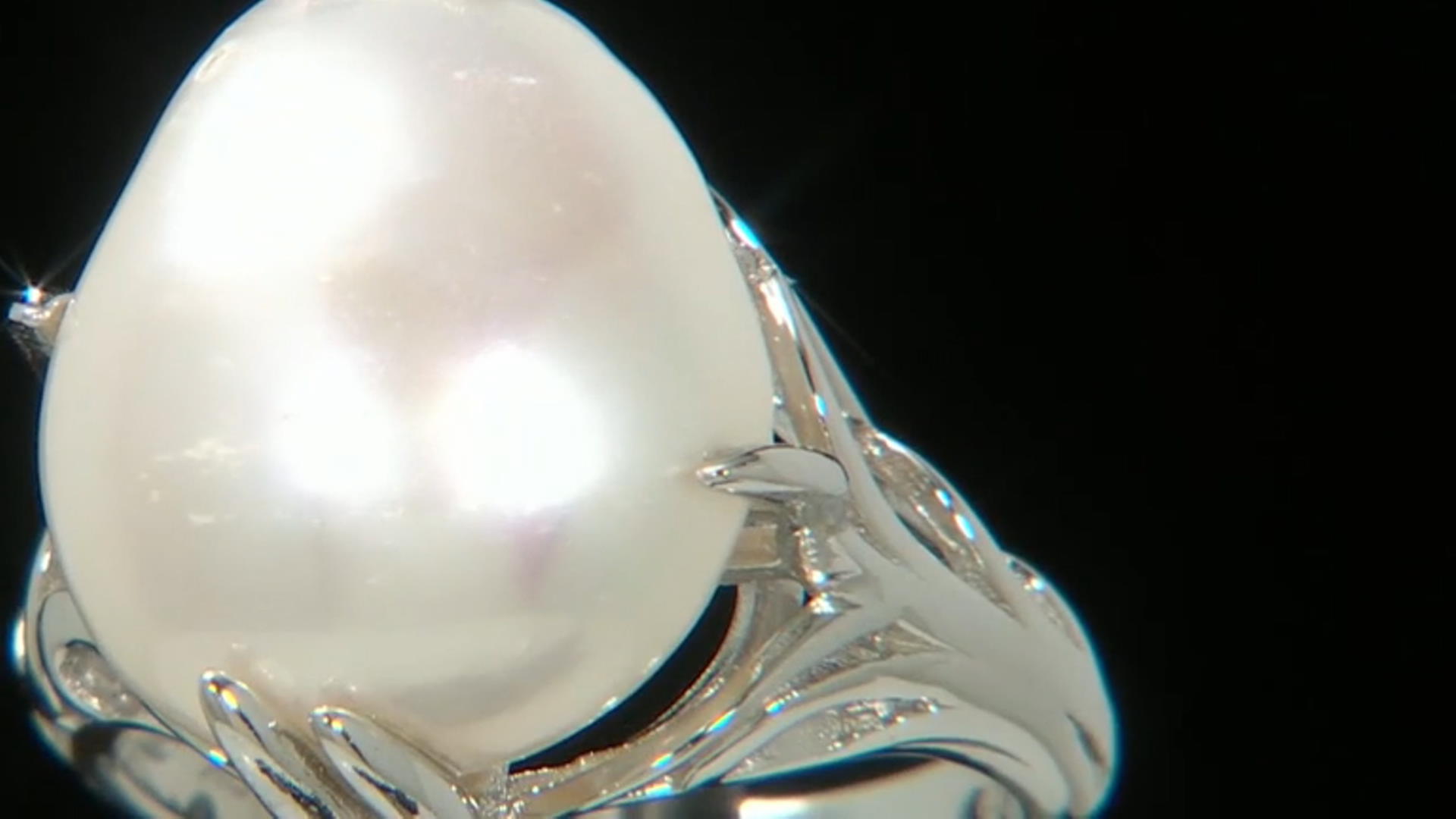 White Cultured Freshwater Pearl Rhodium Over Sterling Silver Ring Video Thumbnail