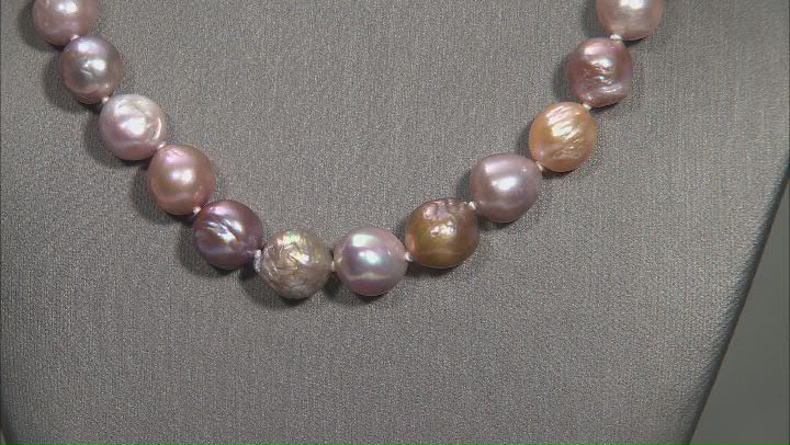 Multi-Color Cultured Freshwater Pearl Rhodium Over Sterling Silver 20 Inch Strand Necklace Video Thumbnail