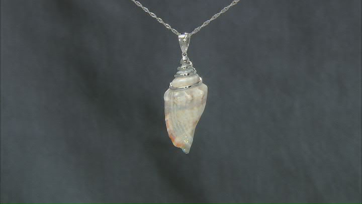 Whelk Shell Pendant Rhodium Over Sterling Silver With 18 Inch Chain Video Thumbnail