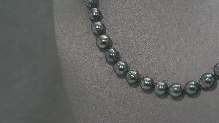 Cultured Tahitian Pearl Rhodium Over Sterling Silver 24 Inch Strand Necklace Video Thumbnail