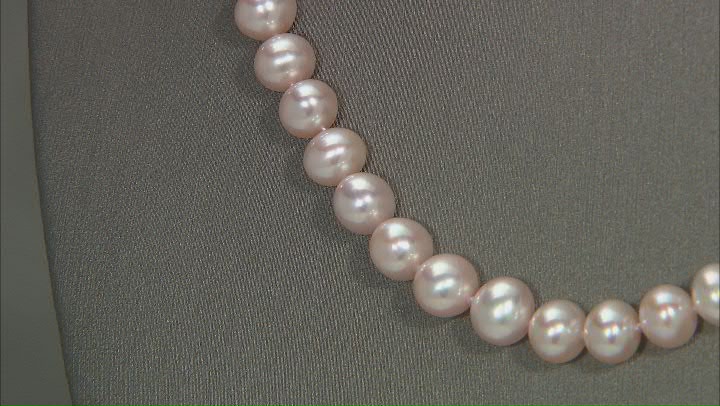 Pink Cultured Freshwater Pearl Rhodium Over Sterling Silver 18 Inch Strand Necklace Video Thumbnail