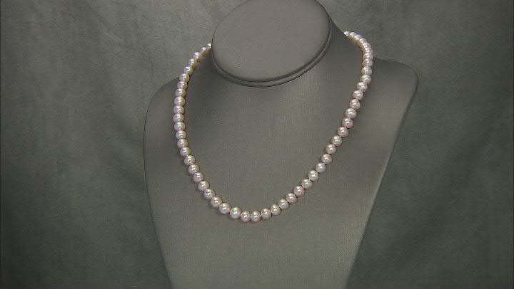 Pink Cultured Freshwater Pearl Rhodium Over Sterling Silver 18 Inch Strand Necklace Video Thumbnail