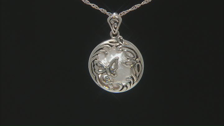 White Mother-Of-Pearl Sterling Silver Pendant With Chain Video Thumbnail