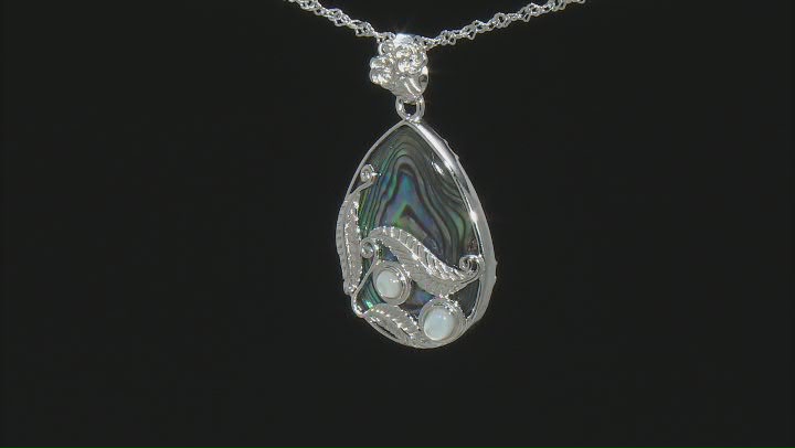 Abalone Shell & White Mother-Of-Pearl Rhodium Over Sterling Silver Pendant With Chain Video Thumbnail