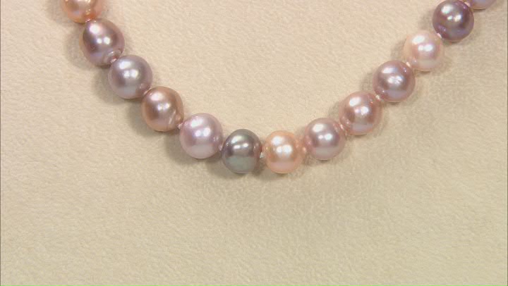 Multi-Color Cultured Freshwater Pearl Rhodium Over Sterling Silver 18 Inch Strand Necklace Video Thumbnail