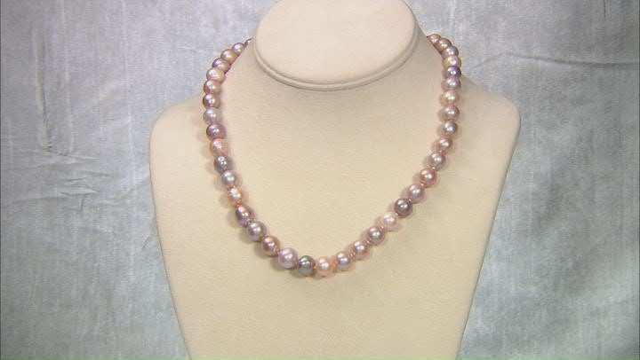 Multi-Color Cultured Freshwater Pearl Rhodium Over Sterling Silver 18 Inch Strand Necklace Video Thumbnail