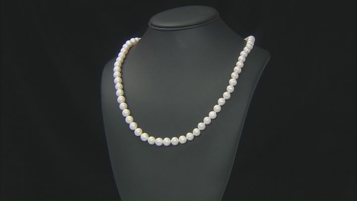 White Cultured Freshwater Pearl Rhodium Over Sterling Silver 24 Inch Strand Necklace Video Thumbnail