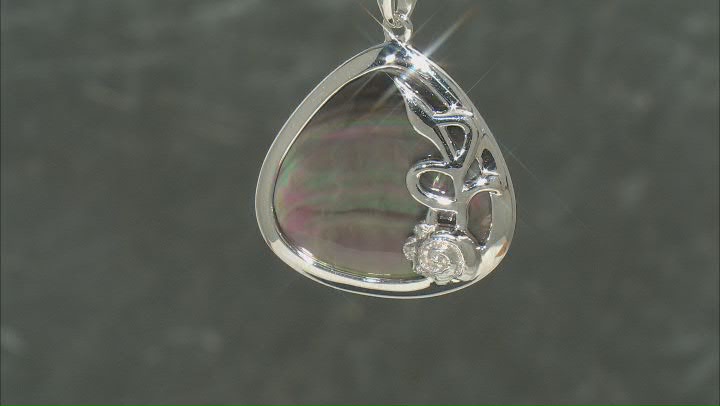 Tahitian Mother-Of-Pearl Rhodium Over Sterling Silver Pendant With Chain Video Thumbnail