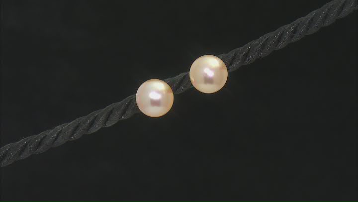 Golden Cultured South Sea Pearl 18k Yellow Gold Over Sterling Silver Stud Earrings Video Thumbnail