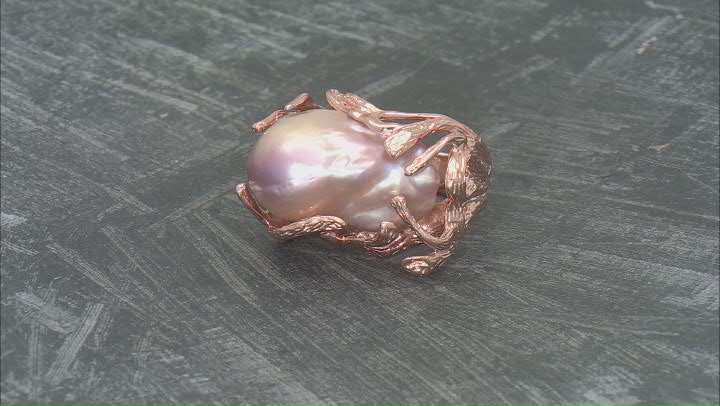 Genusis™ Lavender Cultured Freshwater Pearl 18k Rose Gold Over Sterling Silver Ring Video Thumbnail