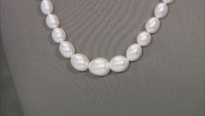 White Cultured Freshwater Pearl Rhodium Over Sterling Silver Graduated 18 Inch Strand Necklace Video Thumbnail