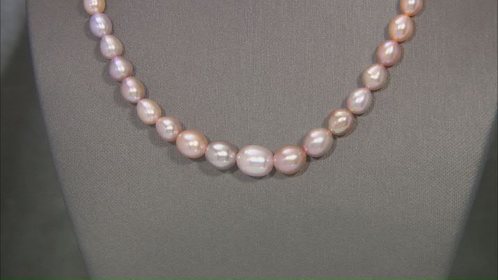 Multi-Color Cultured Freshwater Pearl Rhodium Over Sterling Silver Graduated 18 Inch Strand Necklace Video Thumbnail