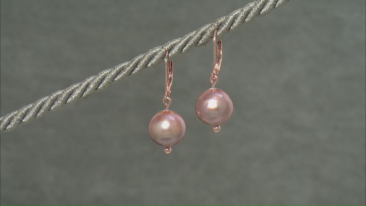 Genusis™ Lavender Cultured Freshwater Pearl 18k Rose Gold Over Sterling Silver Earrings Video Thumbnail