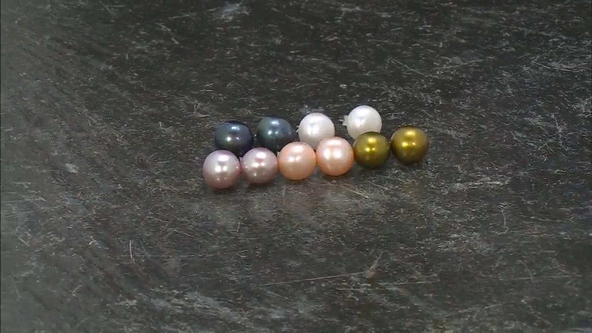 Multi-Color Cultured Freshwater Pearl Rhodium Over Sterling Silver Stud Earring Set of 5 Video Thumbnail