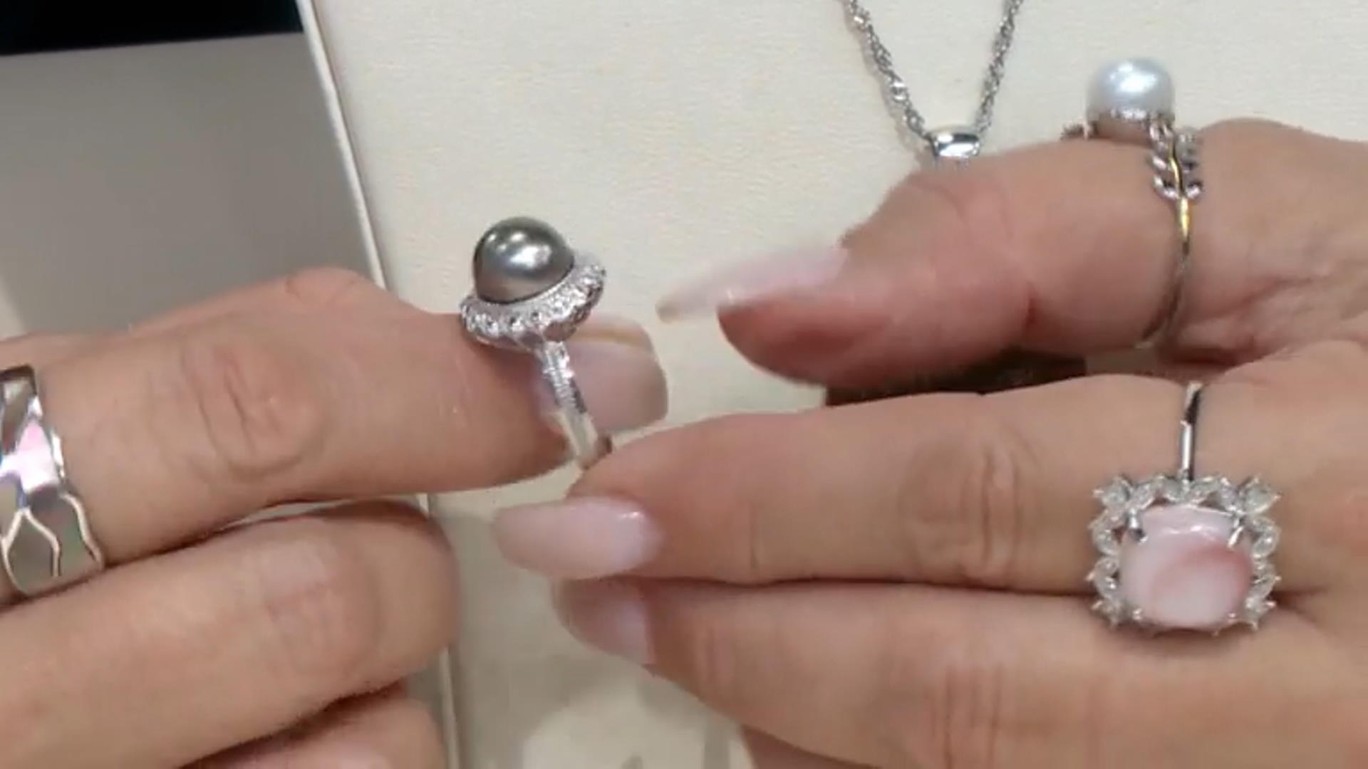 Cultured Tahitian Pearl Rhodium Over Sterling Silver Ring Video Thumbnail