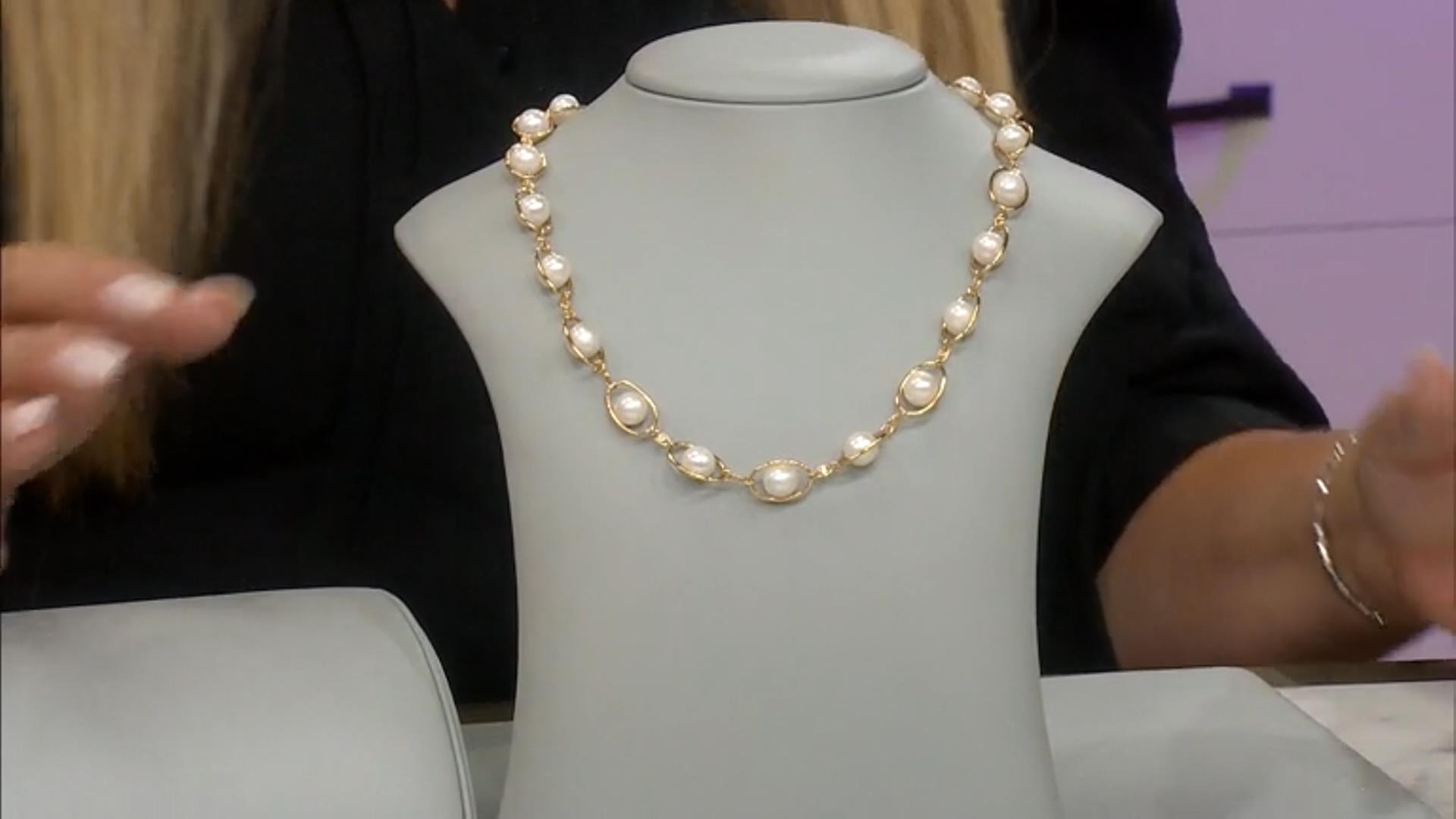 White Cultured Freshwater Pearl & Cubic Zirconia 18k Yellow Gold Over Sterling Silver Necklace Video Thumbnail