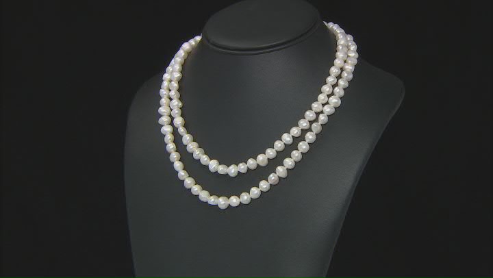 Cultured Freshwater Pearl Rhodium Over Silver 36 Inch Necklace, Bracelet, & Earring Set of 2 Video Thumbnail