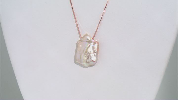 Pink Cultured Freshwater Pearl 18k Rose Gold Over Sterling Silver Necklace Video Thumbnail