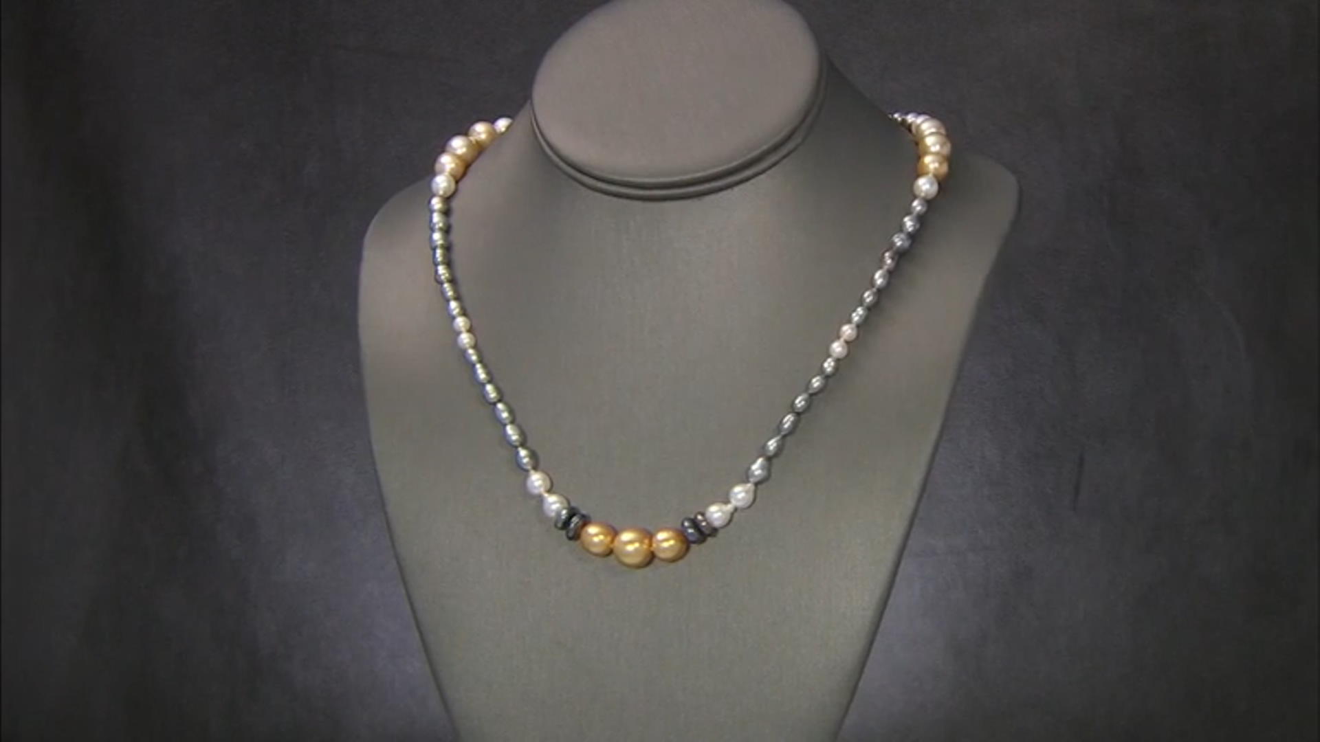 Cultured South Sea, Tahitian, & Japanese Akoya Pearl Rhodium Over 14k White Gold Necklace Video Thumbnail