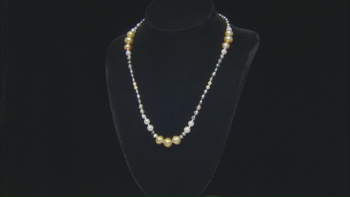 Cultured South Sea, Tahitian, & Japanese Akoya Pearl Rhodium Over 14k White Gold Necklace Video Thumbnail