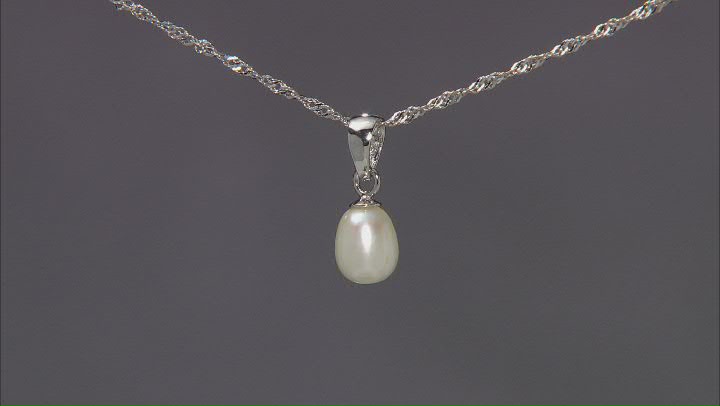 White Cultured Freshwater Pearl Rhodium Over Sterling Silver Necklace Set Of 5 Video Thumbnail