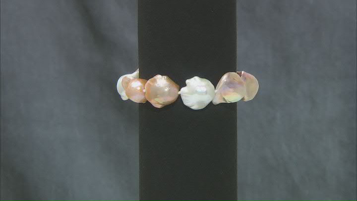 Genusis™ White and Multi-Color Cultured Freshwater Pearl Rhodium Over Sterling Silver Bracelet Video Thumbnail