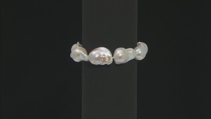 Genusis™ White Cultured Freshwater Pearl Rhodium Over Sterling Silver Bracelet Video Thumbnail