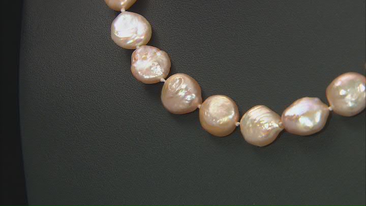 Pink Cultured Freshwater Pearl Rhodium Over Sterling Silver Necklace Video Thumbnail