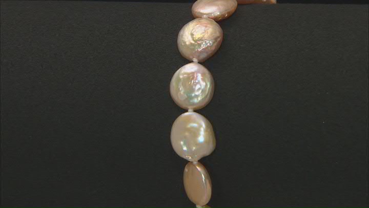 Pink Cultured Freshwater Pearl Rhodium Over Sterling Silver Bracelet Video Thumbnail