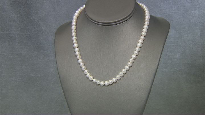 White Cultured Freshwater Pearl Rhodium Over Sterling Silver Necklace, Earrings, & Bracelet Set Video Thumbnail