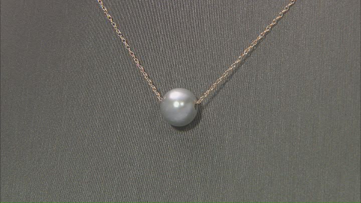 9-10mm Platinum Cultured Freshwater Pearl 14k Yellow Gold 18 Inch Slider Necklace Video Thumbnail