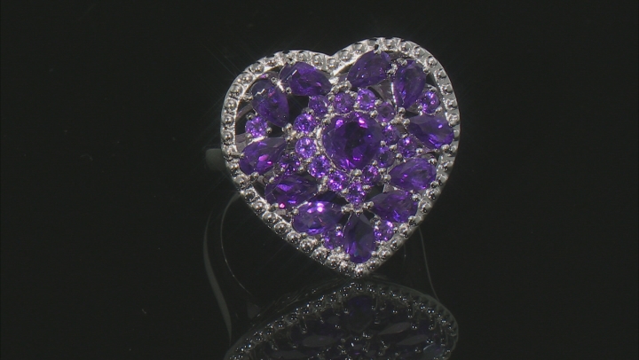 Purple Amethyst Rhodium Over Sterling Silver Ring 2.93ctw Video Thumbnail
