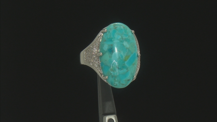 Blue Turquoise Rhodium Over Silver Ring .69ctw Video Thumbnail