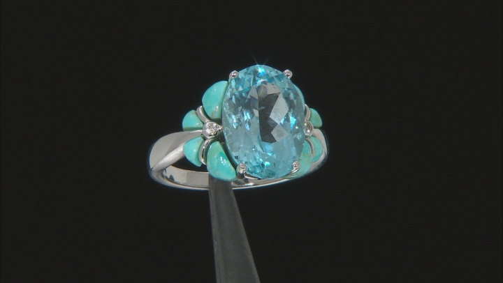 Sky Blue Glacier Topaz Rhodium Over Silver Ring 6.42ctw Video Thumbnail