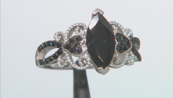 Black Spinel Rhodium Over Sterling Silver Ring 2.03ctw Video Thumbnail