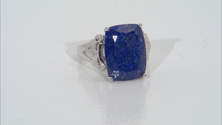 Blue lapis lazuli rhodium over sterling silver ring - MQH069 | JTV.com