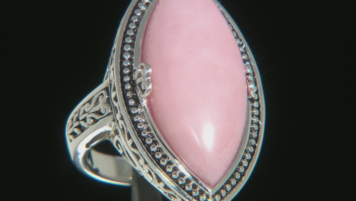 Pink opal rhodium over silver solitaire ring Video Thumbnail
