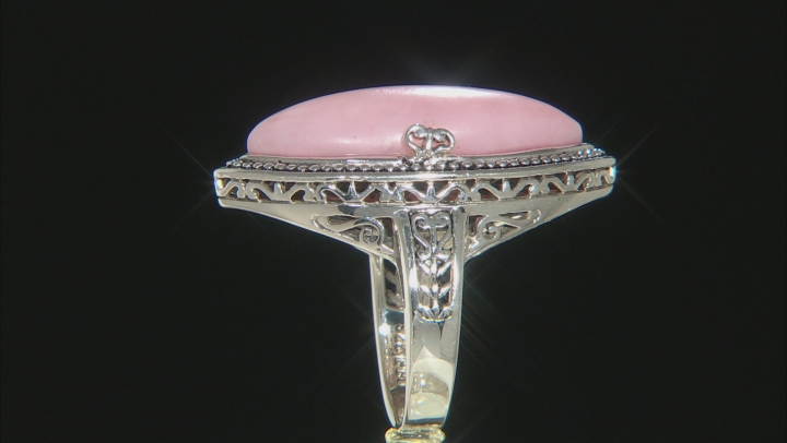 Pink opal rhodium over silver solitaire ring Video Thumbnail