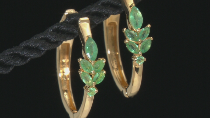 Green Emerald 18k Yellow Gold Over Silver Earrings 1.03ctw Video Thumbnail