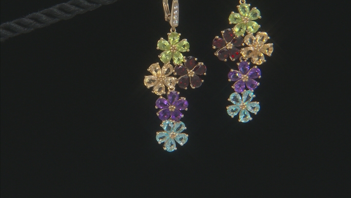 Green peridot 18k yellow gold over silver earrings 7.12ctw Video Thumbnail