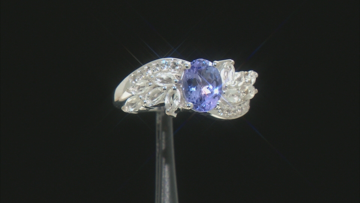 Blue Tanzanite Rhodium Over Sterling Silver Ring 2.11ctw Video Thumbnail