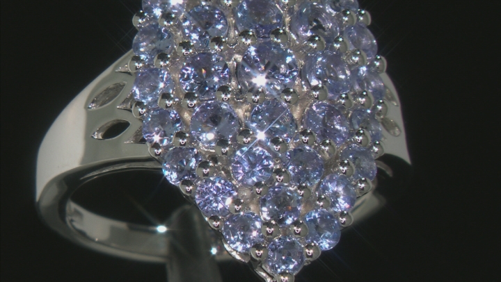 Blue Tanzanite Rhodium Over Sterling Silver Ring 2.31ctw Video Thumbnail