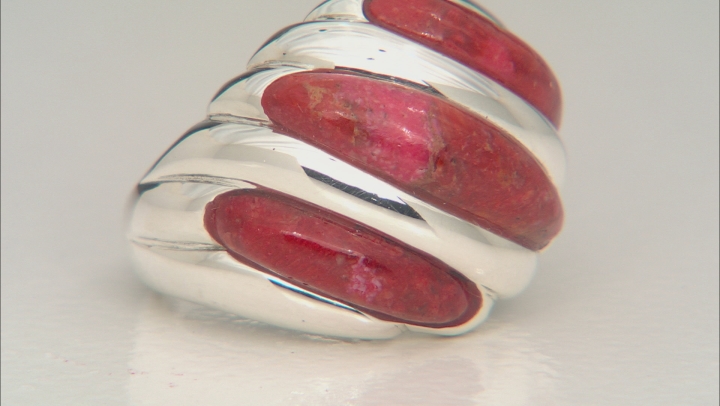 Red coral rhodium over sterling silver ring Video Thumbnail
