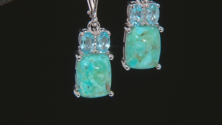 Blue Turquoise Rhodium Over Silver Earrings 0.95ctw Video Thumbnail
