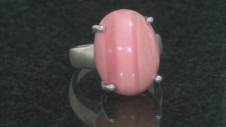 Pink Mookaite Rhodium Over Sterling Silver Solitaire Ring. Video Thumbnail