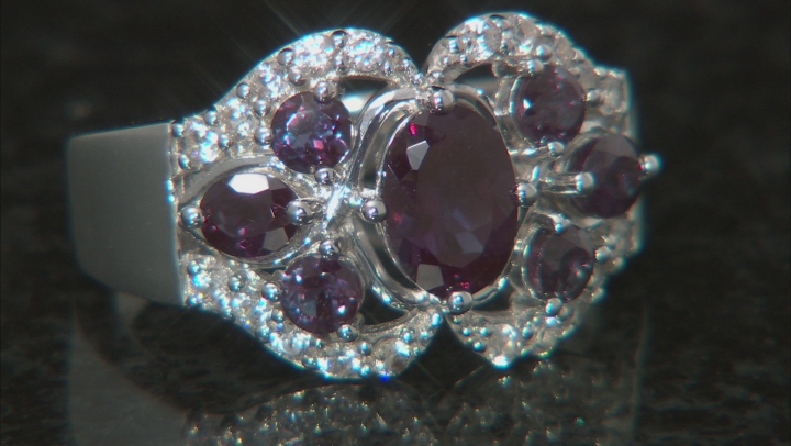 Blue Lab Created Alexandrite Rhodium Over Silver Ring 1.93ctw Video Thumbnail