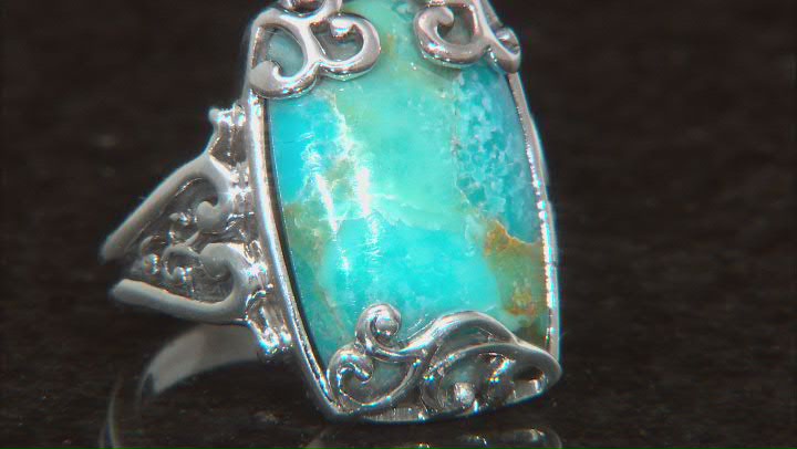 Blue Turquoise Rhodium Over Sterling Silver Ring Video Thumbnail