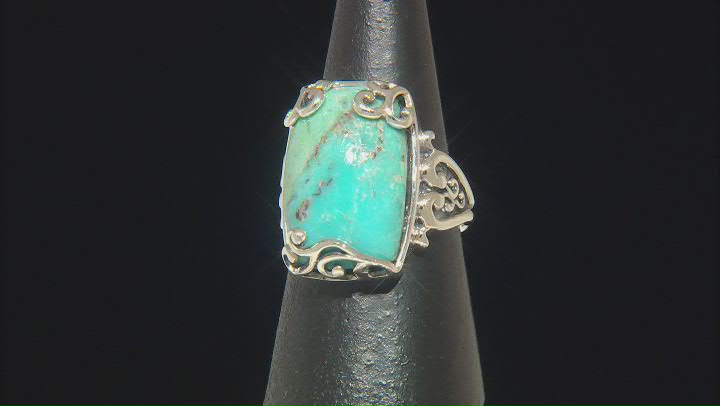 Blue Turquoise Rhodium Over Sterling Silver Ring Video Thumbnail