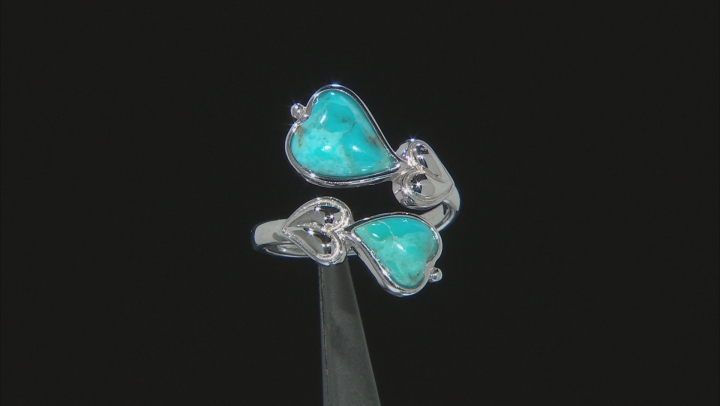 Blue Turquoise Rhodium Over Silver Ring Video Thumbnail